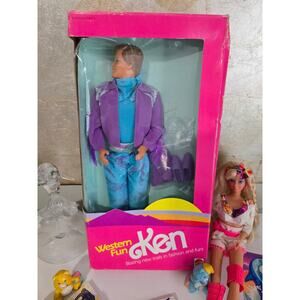 VINTAGE 1989 WESTERN FUN KEN BARBIE DOLL MATTEL IN ORIGINAL BOX # 9934